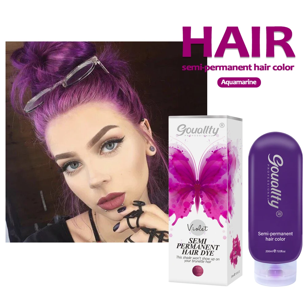 

200ml Vegan Natural Ammonia Free Violet Purple Hair Color Semi Permanent Hair Dye For Blonde Hair