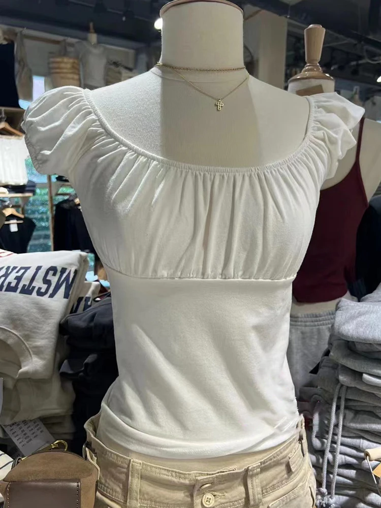 

Футболка женская с пышными рукавами, 2023 хлопок, Y2K