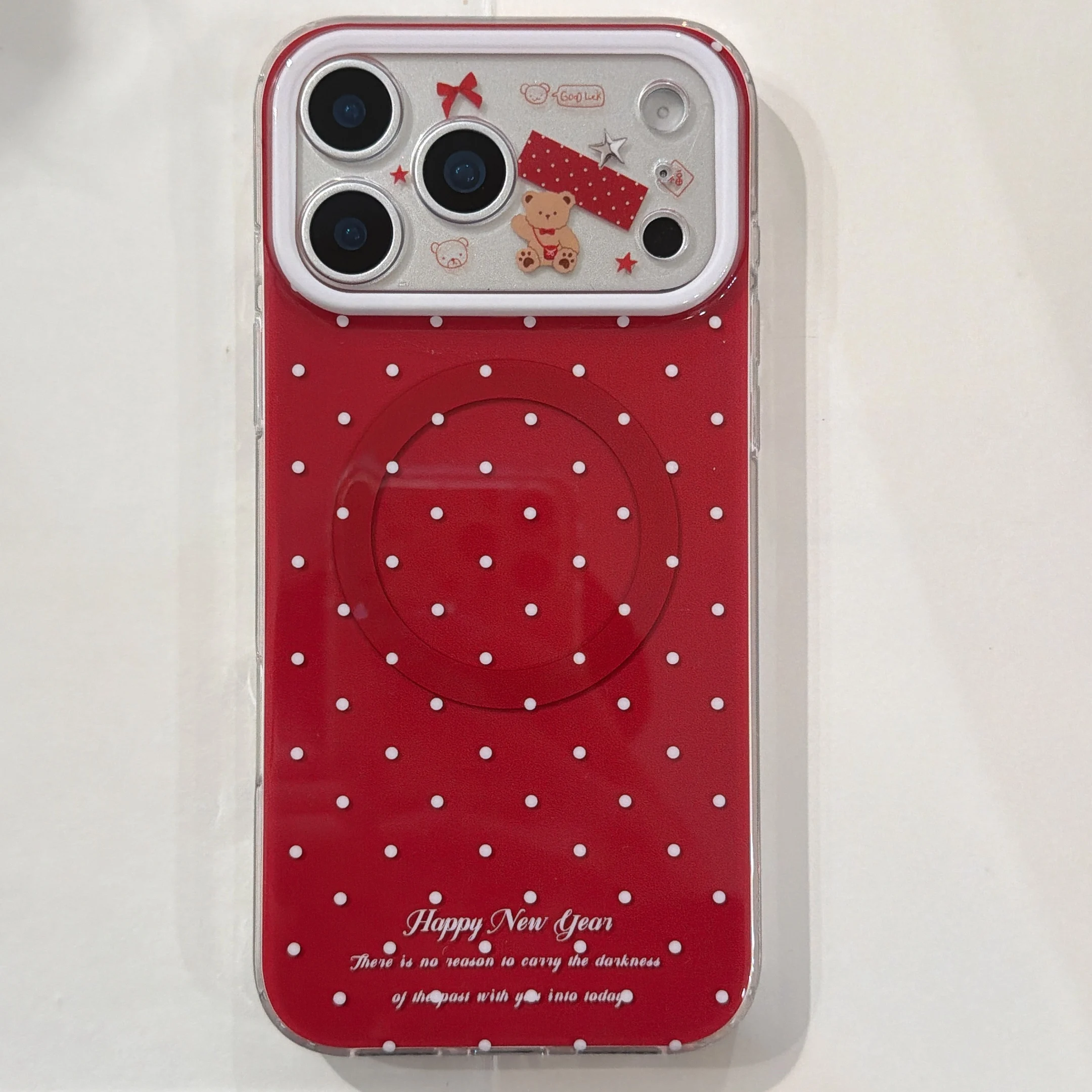 Корейский простой чехол для телефона в горошек с магнитом для iPhone 17 16 Pro 13 14 15 Pro Max, чехол-накладка с держателем Magsafe 3D Bear Holder (art.: 3920db8dcbeb2) - 3920db8dcbeb2