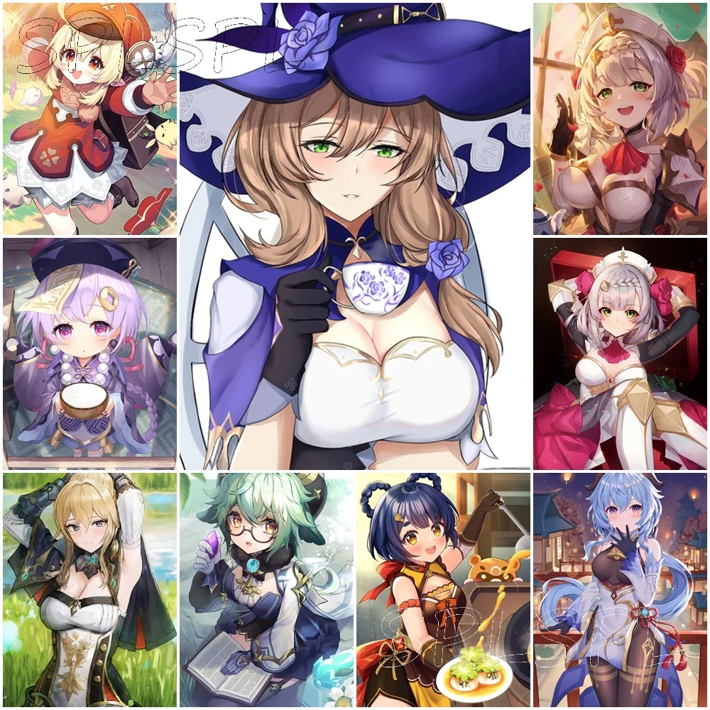 

Sexy Gaming Girl Diamond Painting Full Drill Genshin Impact Diamond Embroidery Cross Stitch Mosaic Home Decor Wall Stickers