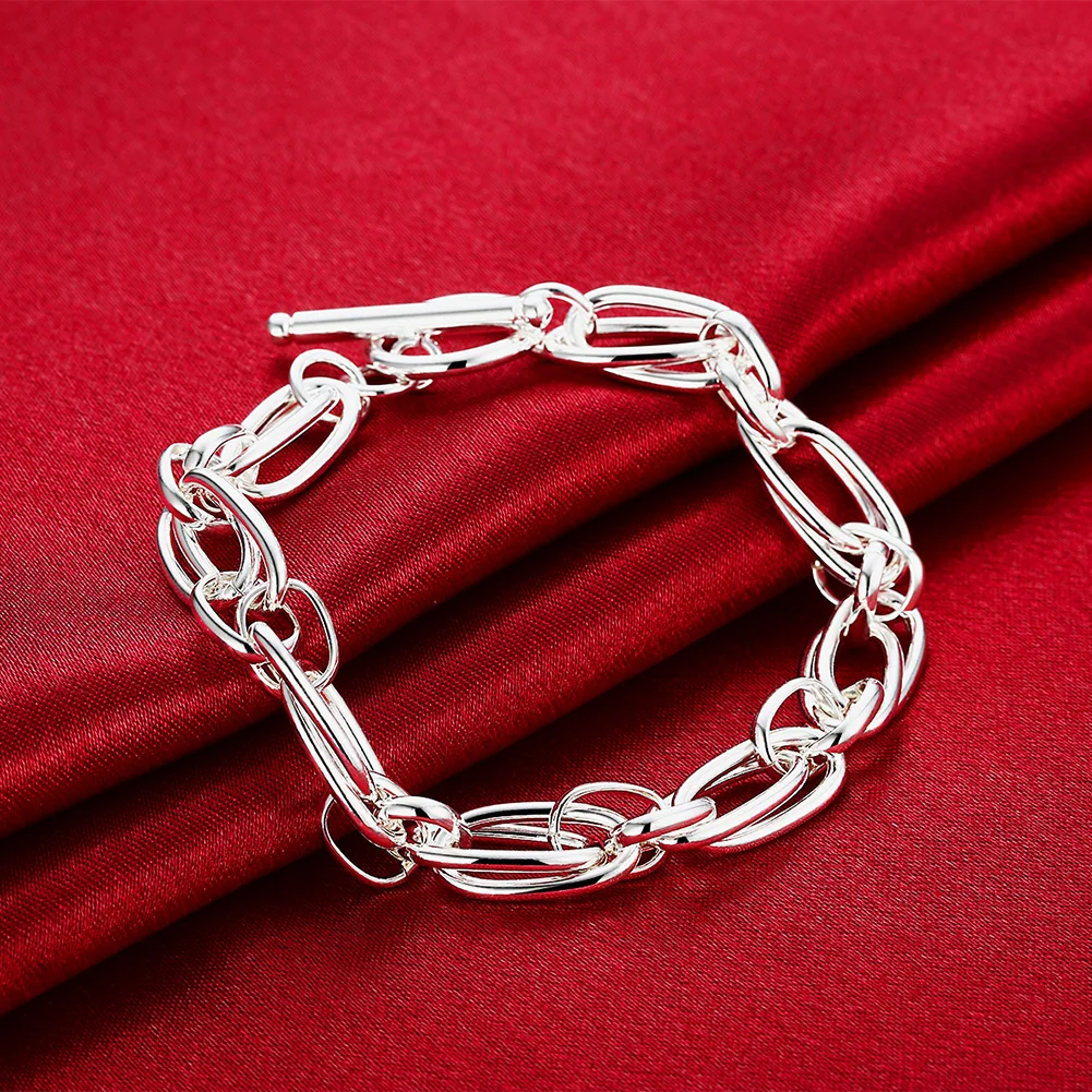 

Hot new 925 Sterling silver Bracelet for women Creative geometry chain fashion Wedding party Christmas gift high quality Jewelry