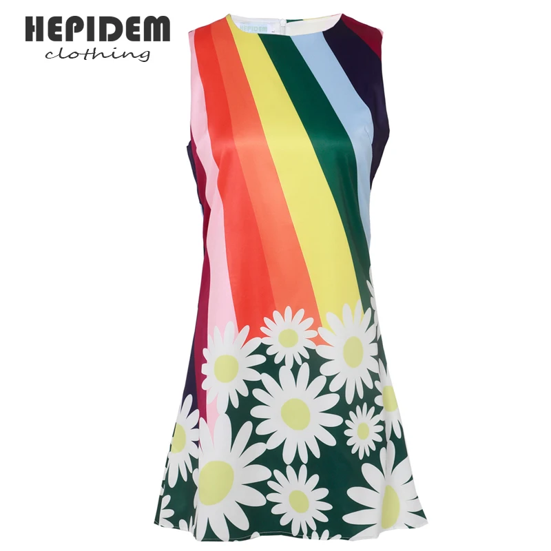 

HEPIDEM Clothing Summer Short Dress Women 2022 New Print Sleeveless Vintage Jacquard Slim Dresses 70028
