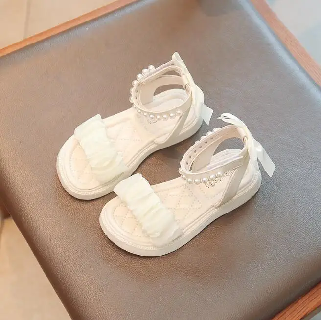 

Summer Girls Sandals Fashion New Sweet Pearl Roman Sandals Little Princess Shoes Kids Princess Leather Shoes Beach Sandals