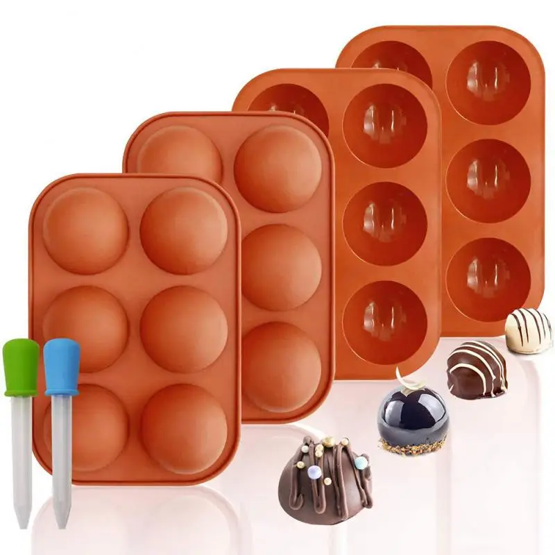 

6 Hole Half Sphere Silicone Molds Chocolate Fondant Ball Shape Mould Semicircular Cake Pastry Jelly Decorating Tools Bakeware