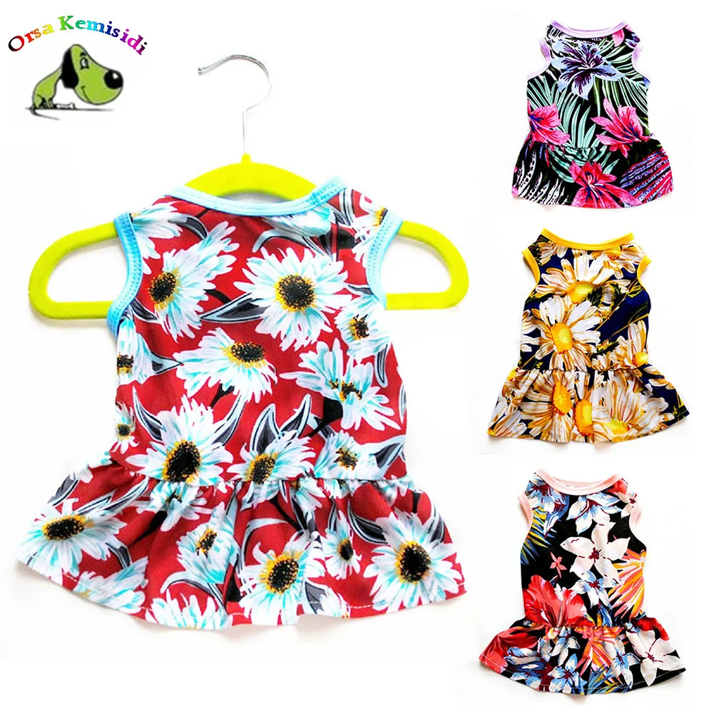 

Dog Floral Dress Fashion Spring Summer Pet Holiday Clothes Fancy Flower Cats and Dogs Princess Dress Puppy Sundress Vest Skirt