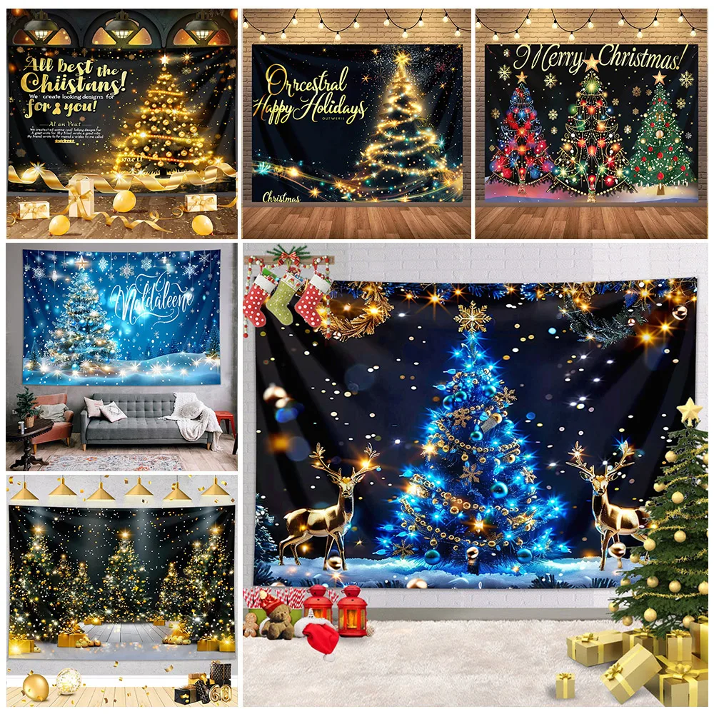 Рождественская Тема Радостный Праздничный Фон Для Фотографии Золотой Олень