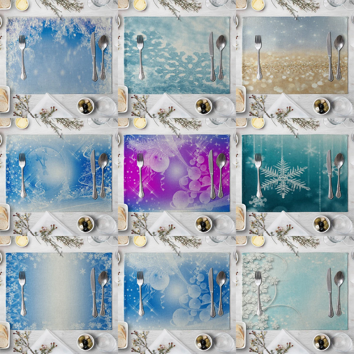 

ZHENHE Рождественский цвет фантазия Снежинка салфетка хлопчатобумажная льняная ткань настольные коврики семейная столовая посуда