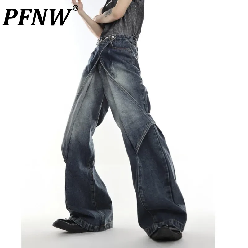 

Мужские винтажные джинсы PFNW в стиле американской Хай-стрит, широкие брюки из денима с разрезами 12Z4240