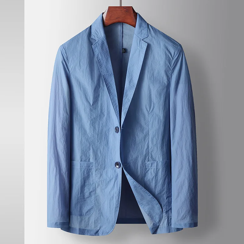 

2094-R-Summer solid color short-sleeved Customized suit men's V-neck bottoming Customized suit