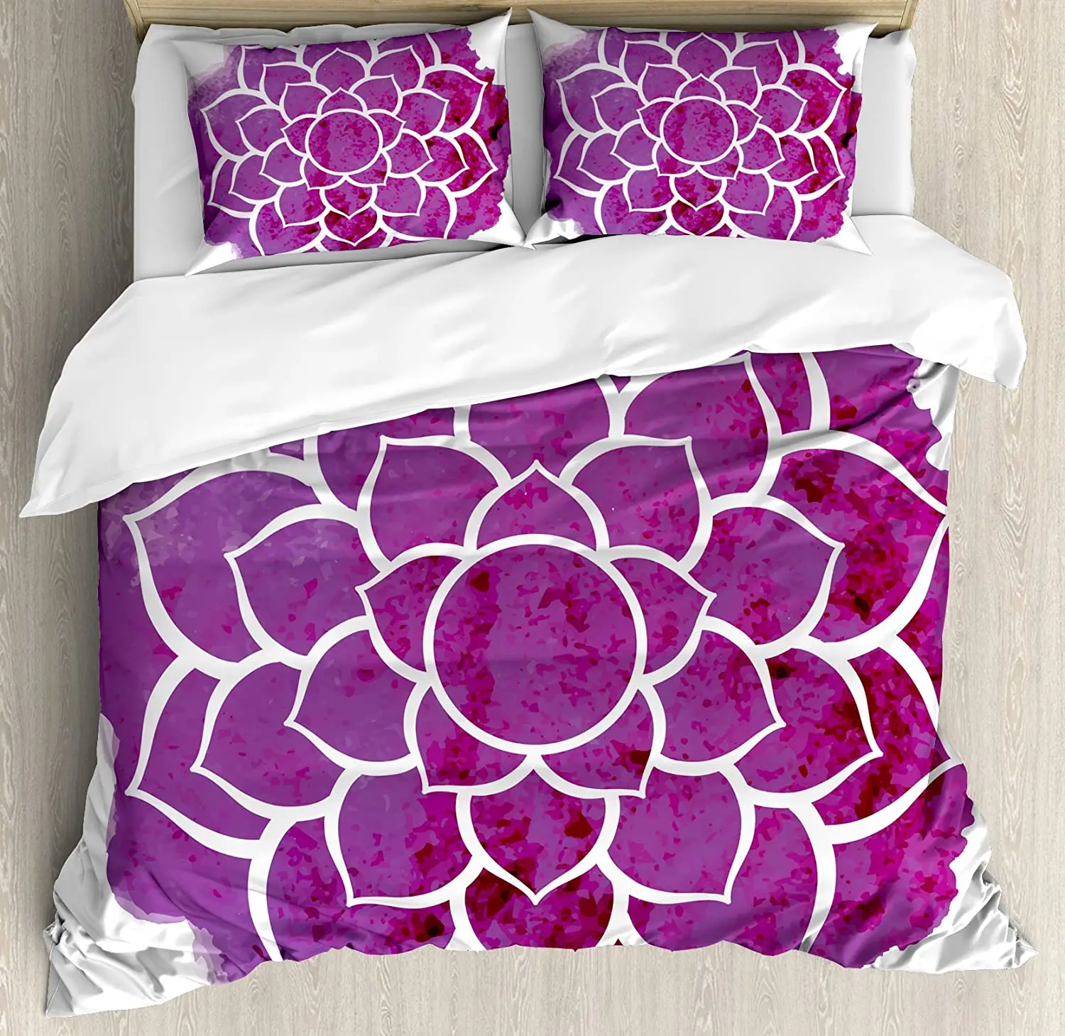 

Purple Mandala Bedding Set For Bedroom Bed Home Watercolor Lotus Flower Yoga Meditation Z Duvet Cover Quilt Cover And Pillowcase