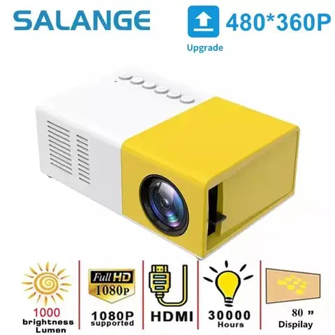 Salange J9Pro Мини проектор светодиодный домашний медиаплеер аудио портативный проектор 480x36 0 пикселей Поддержка 1080P HDMI USB видео проектор