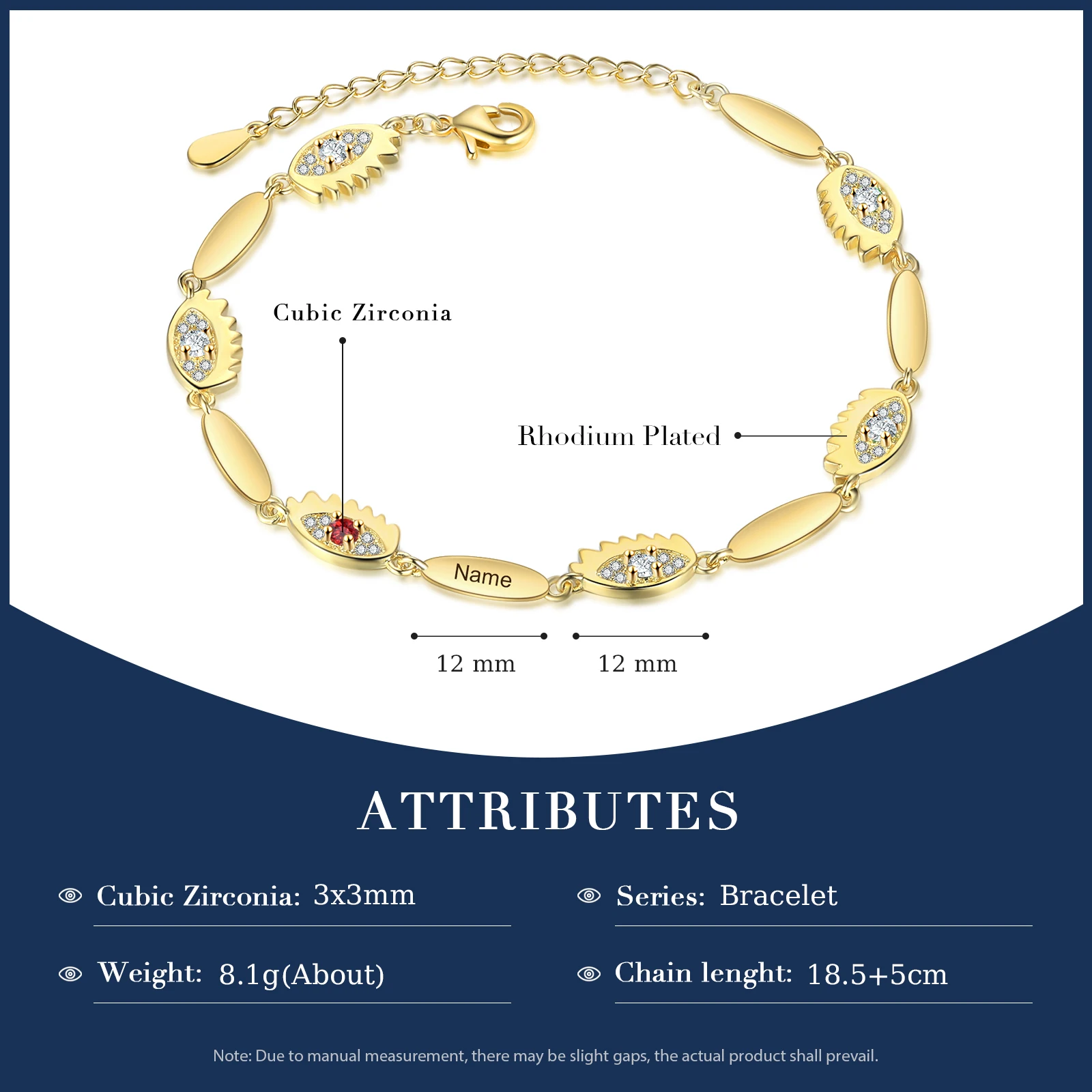 Персонализированный браслет для бара браслеты золотого цвета с именем и камнями