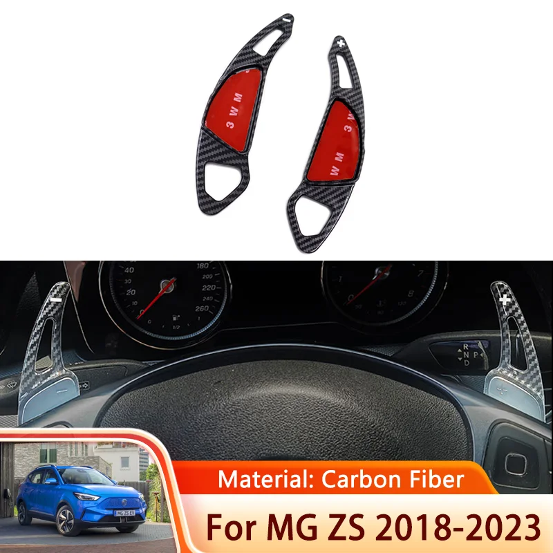

for MG ZS ZX Plus ZST Astor 2018~2023 2016 Carbon Fiber Car Steering Wheel Shift Paddle Shifter Extension Car-styling Stickers