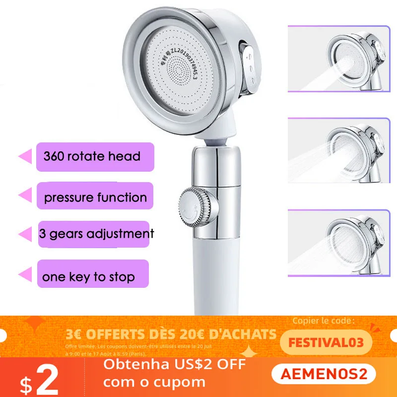 

Adjustable Pressurized Shower Head High Pressure Water Saving Punch Free Bracket With Hose Bathroom Accessories Shower Set