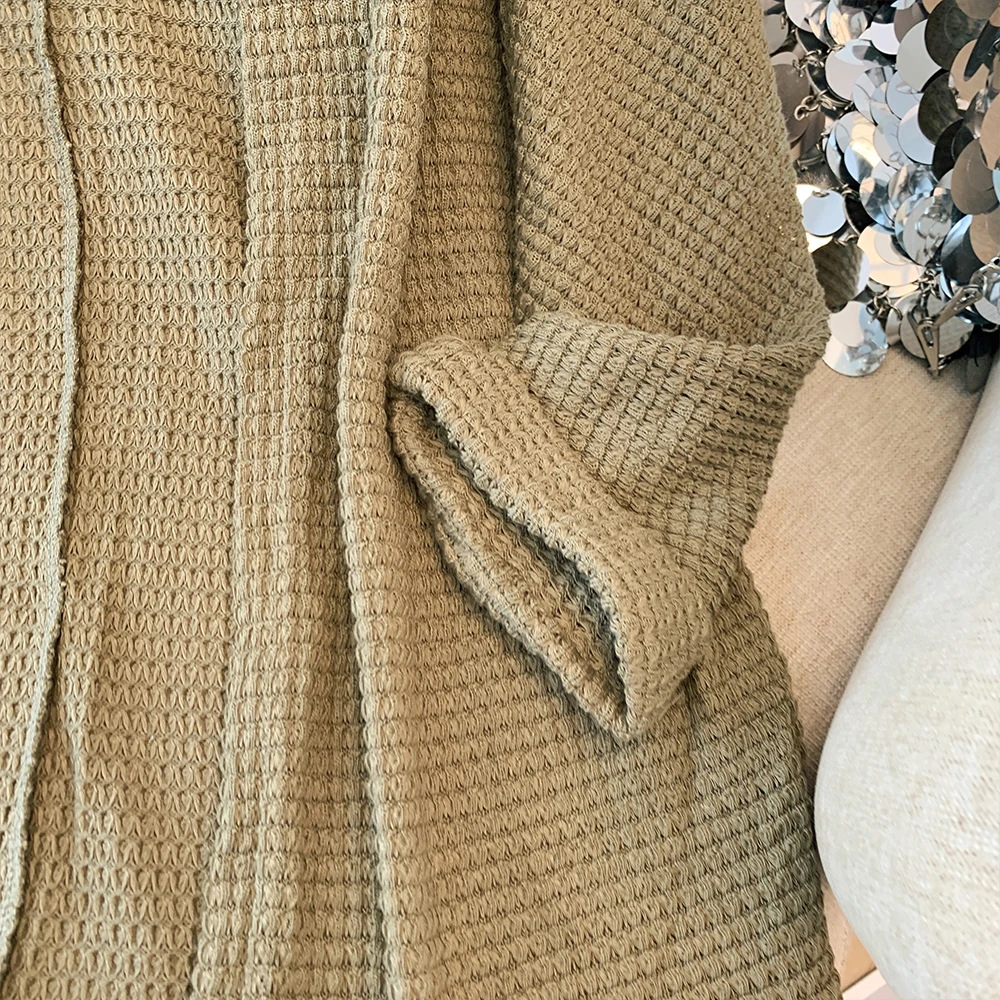 Женский весенне-осенний свободный удобный вязаный кардиган для отдыха большого