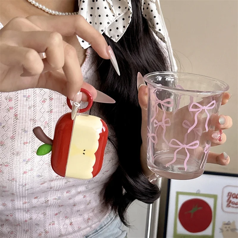 Фото Корейский чехол для наушников Ins Cute apple для Apple Airpods Pro 2 3 4, чехол с подвесками, силиконовые чехлы для зарядки наушников для Airpod 4 №3