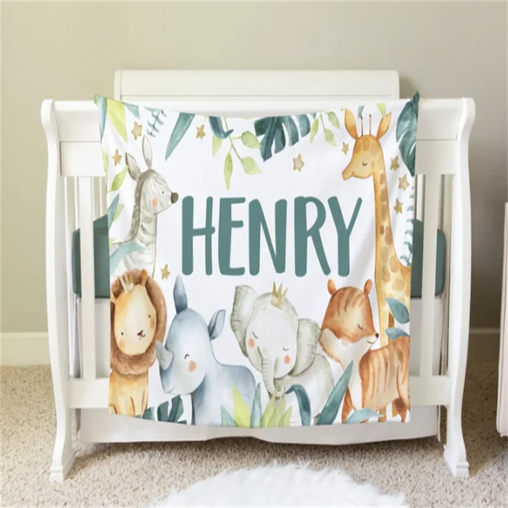 Одеяло в стиле сафари персонализированное детское одеяло подарок для малышей