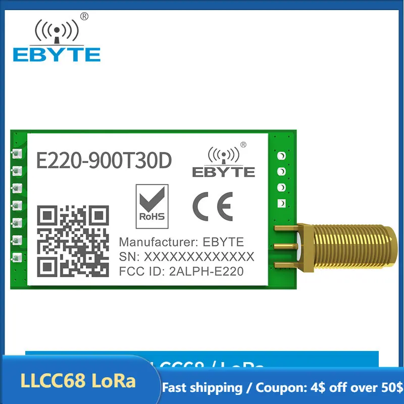 Беспроводной модуль LLCC68 LoRa 868 МГц 915 МГц 30 дБм с длинным диапазоном 10 км