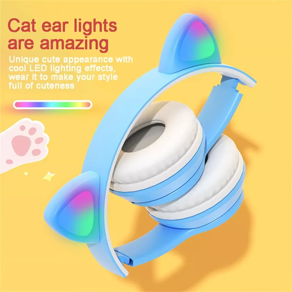 

Sale Cute Cat Ears Bluetooth Wireless Headphone With Mic Noise Cancelling Kid Girl Stereo Music Helmet Phone Headset Gift