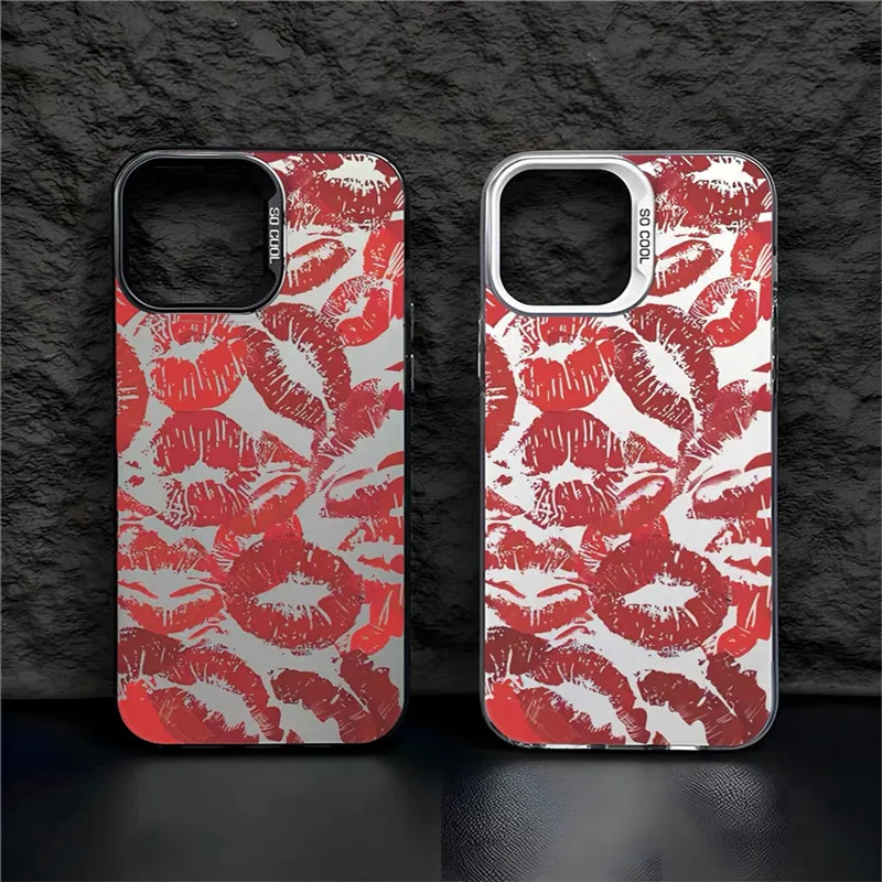 Чехол для телефона Ottwn Red Kiss Lips с рисунком iPhone 15 12 14 11 13 Pro Max XR XS противоударный