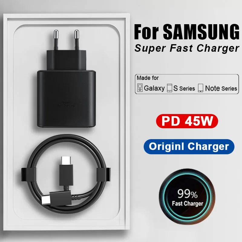Оригинальное быстрое зарядное устройство PD 45 Вт для Samsung Galaxy S21 S22 S20, портативное зарядное устройство USB C для Galaxy Note 10 Note 20, кабель для быстрой зарядки Оригинальное быстрое зарядное устройство PD 45 Вт для Samsung Galaxy S21 S22 S20, портативное зарядное устройство USB C для Galaxy Note 10 Note 20, кабель для быстрой зарядки