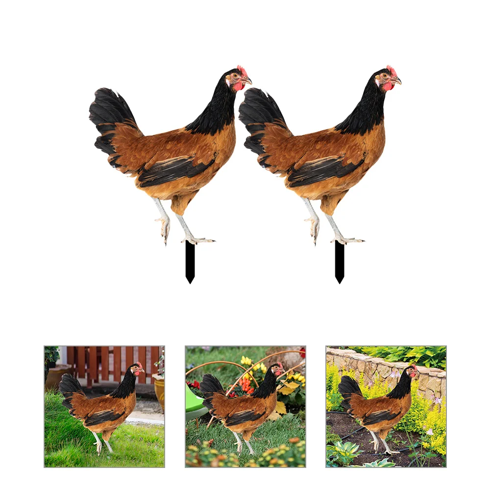 

2 Pcs Chicken Yards Garden Stake Sign Insert Ornaments Hen Stakes Decorative Decorate Decoration