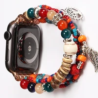 bohemia style beaded strap for apple watch band 3842mm 4044mm 4145mm smartwatch bracelet for iwatch series 1 7 accessories
