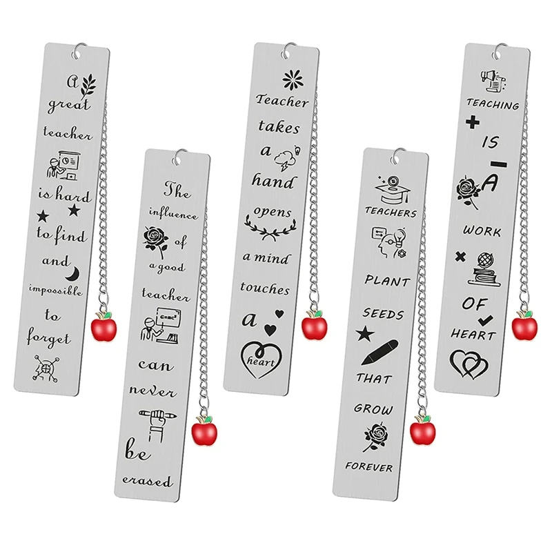 

5 Pieces Teacher Bookmark Thank You Bookmark With Pendant Classic Graduation Teacher Bookmark (Teaching Is A Work Style)