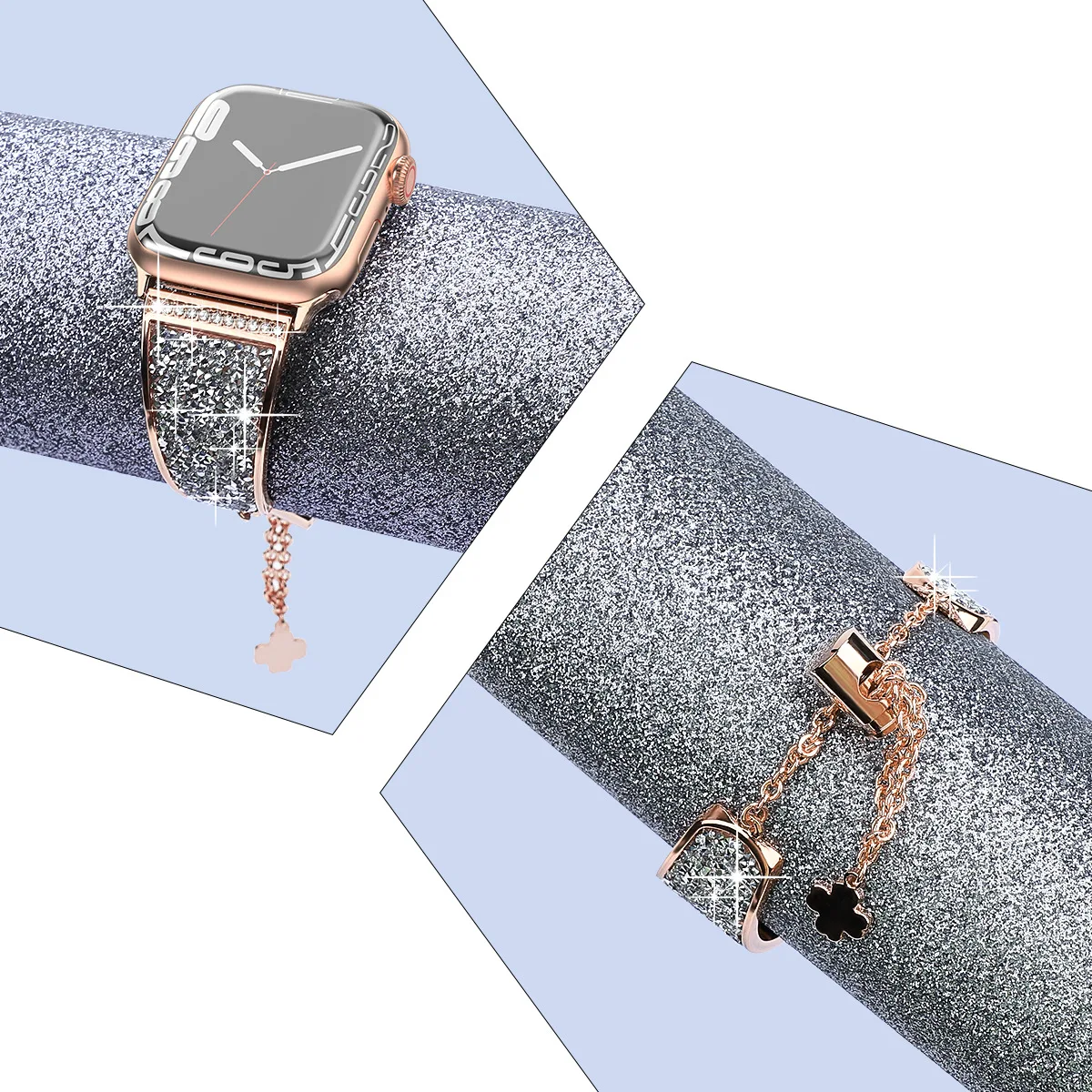 Schlowski Strap For Apple Watch band 45mm 44mm 42mm 41mm 40mm 38mm correa Women Bling Bracelet for iWatch series 7 6 5 4 SE 8 3