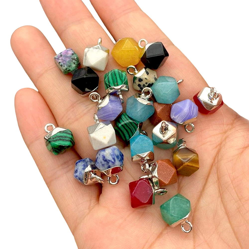 

Amethyst Crystal Natural Stone Pendants Facet Polygon Quartz Charms DIY for Jewelry Making Necklace Earring Accessories Supplies