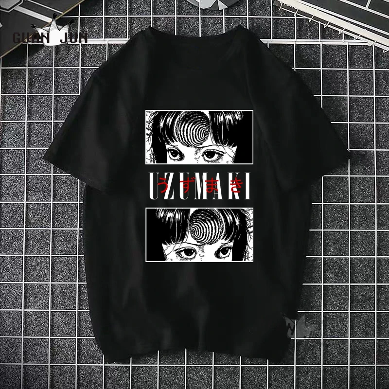Японская Футболка с принтом манга страшный спиральный демонизатор футболка для