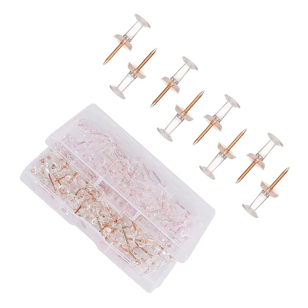 

60 Pieces Transparent Rose Gold Push Pins Studs Tacks Office