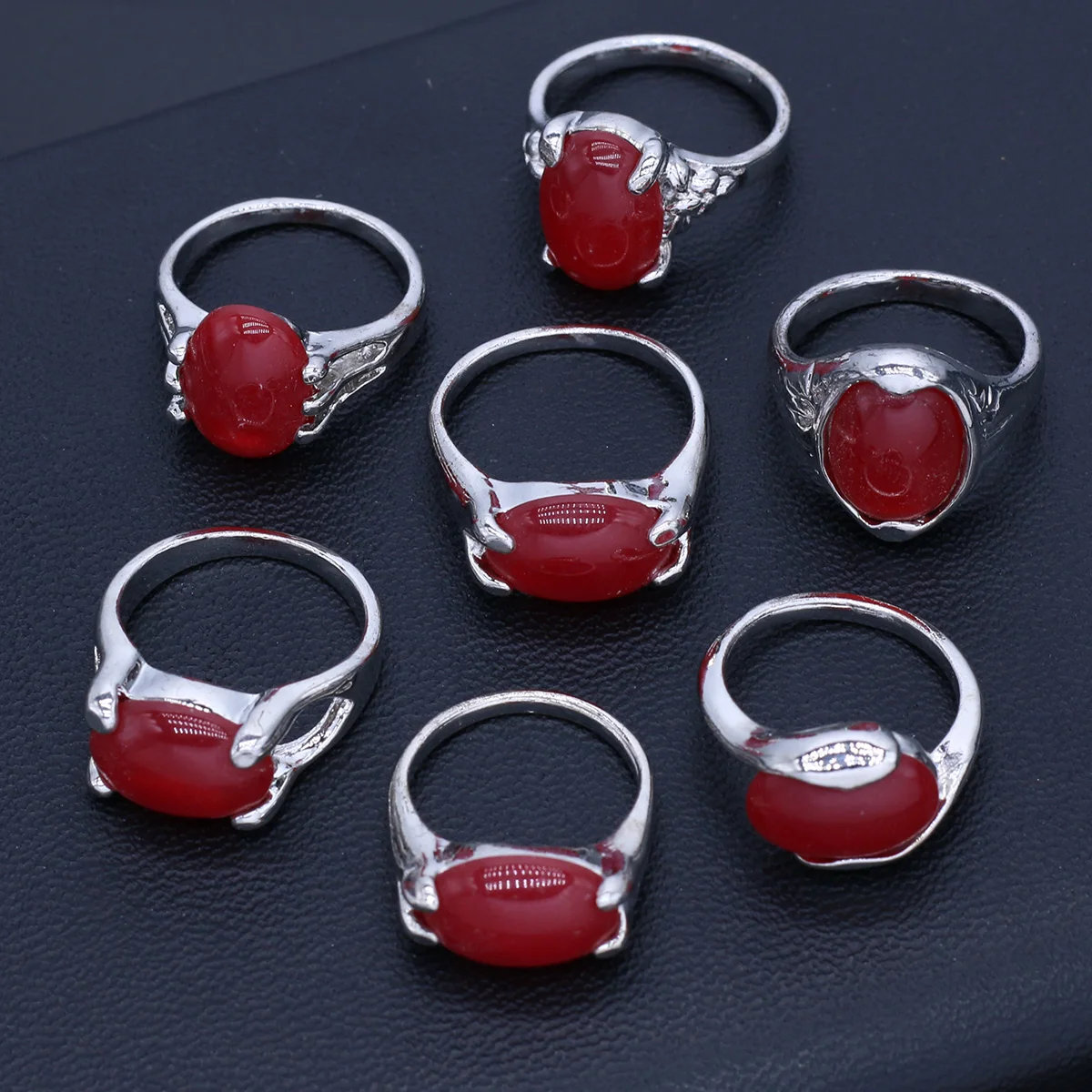 

10Pcs Ring Multi Style Combo White Stone Mixed With Red Charm Fashion Ring Wedding Banquet Party Ring For Woman Jewellery Gift