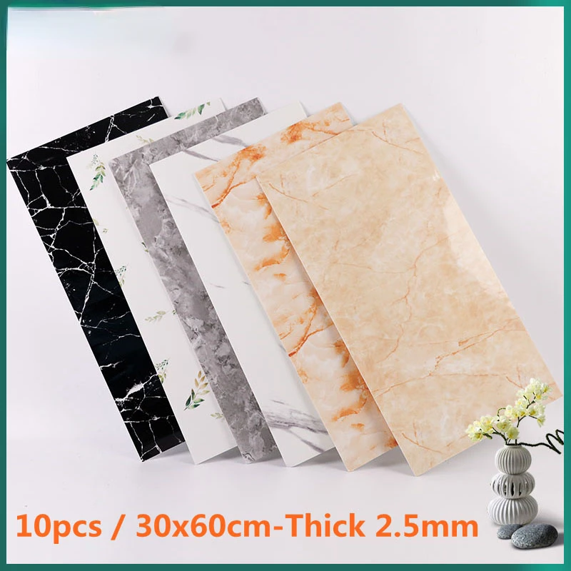 

Marble Brick Wall Sticker 30x60cm Shiny Surface PVC Wallpaper Self-Adhesive Waterproof for Living Room Bedroom Bathroom