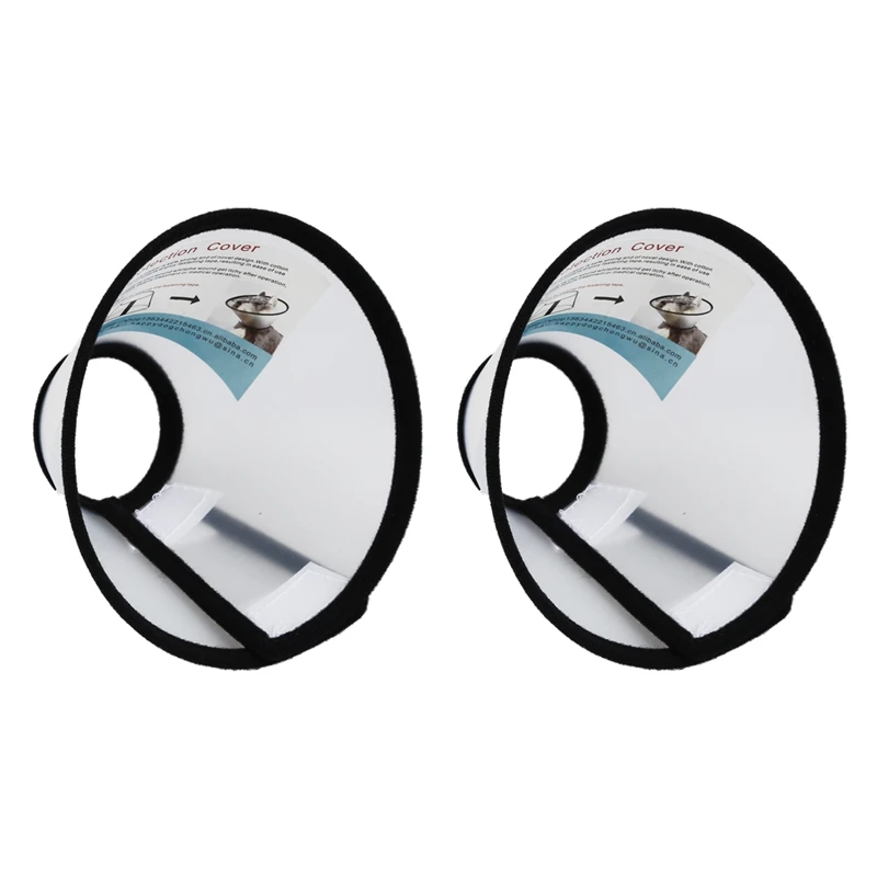 

HOT SALE 2X Elizabethan Dog Cat Pet Wound Healing Cone E- Collar White With Black