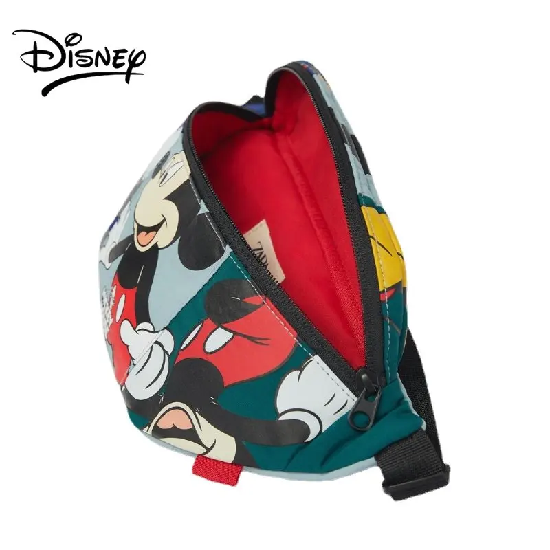 Disney Mickey Mouse Chest Bag for Boys and Girls Blue Green Stitching Cute Print Coin Purse Ladies Mickey Mouse Shopping Bag