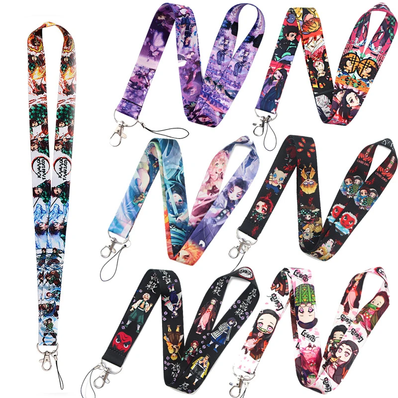 

Anime Demon Slayer Neck Strap Lanyard Keychain Rope For ID Badge Holder Key Chain Key Holder Hang Rope Keyrings Anime Jewelry