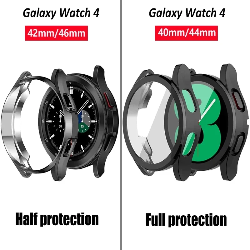 Case for Samsung Galaxy watch 4 classic 46mm 42mm TPU Plated all-around bumper cover Screen protector Galaxy watch 4 5 44mm 40mm