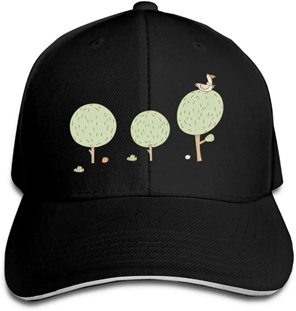 

Unisex Funny Cartoon Trees Art Sandwich Peaked Cap Adjustable Cotton Baseball Caps