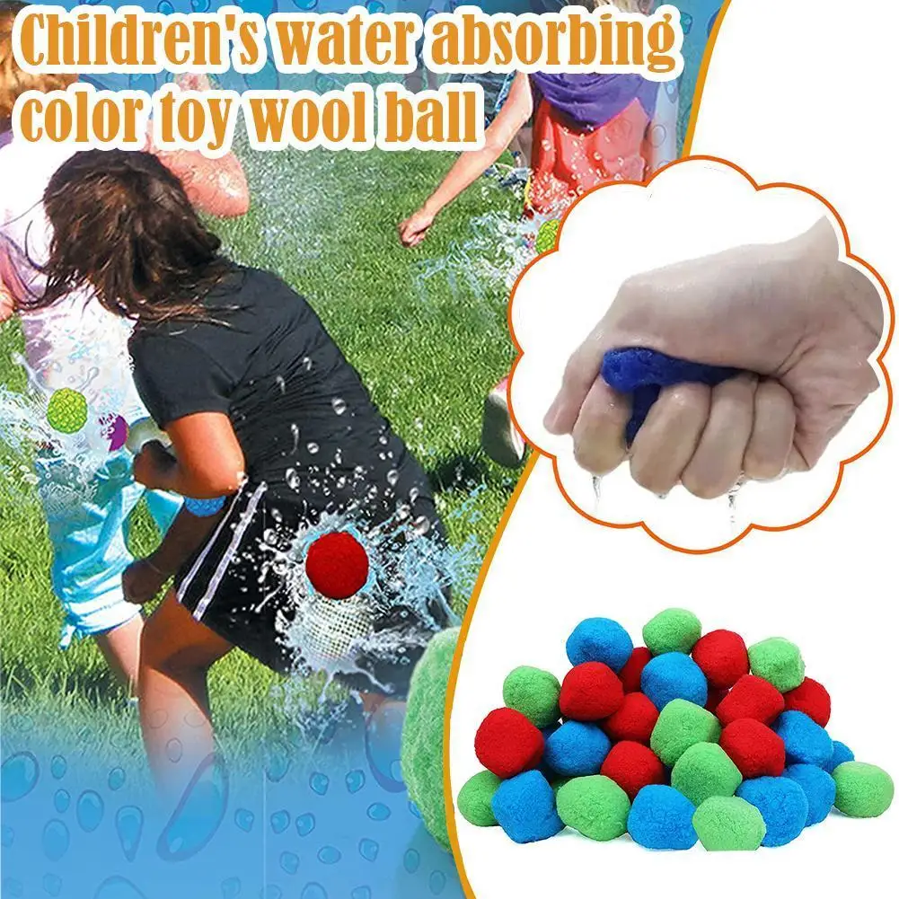 

5/10pcs Absorbent Cotton Balls Toys Reusable Water Balls Fun Water Toys Beach Balls Color Toy Wool Ball Cotton Soaker Bomb Balls