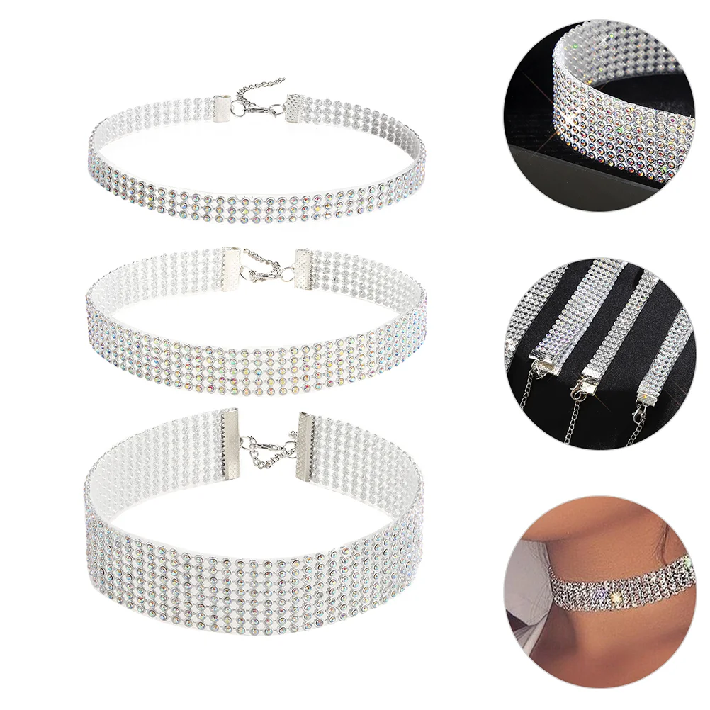 

Crystal Necklace Rhinestones Chainclavicle Jewelry Chokerblingpendant