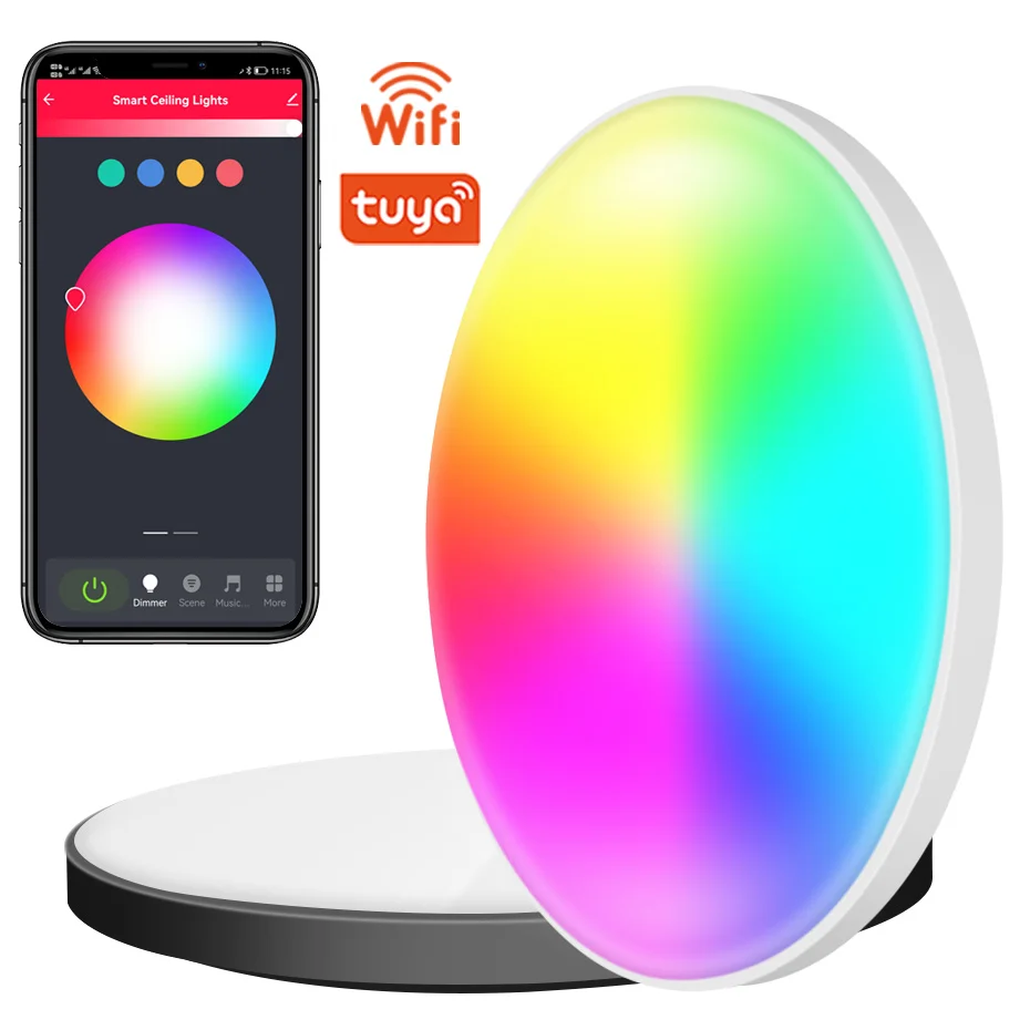 

30W Tuya Smart Surface Mounted LED Panel Light WiFi Потолочный светильник с регулируемой яркостью RGB + CW + WW Led Plafon Lights для комнаты Alexa Control