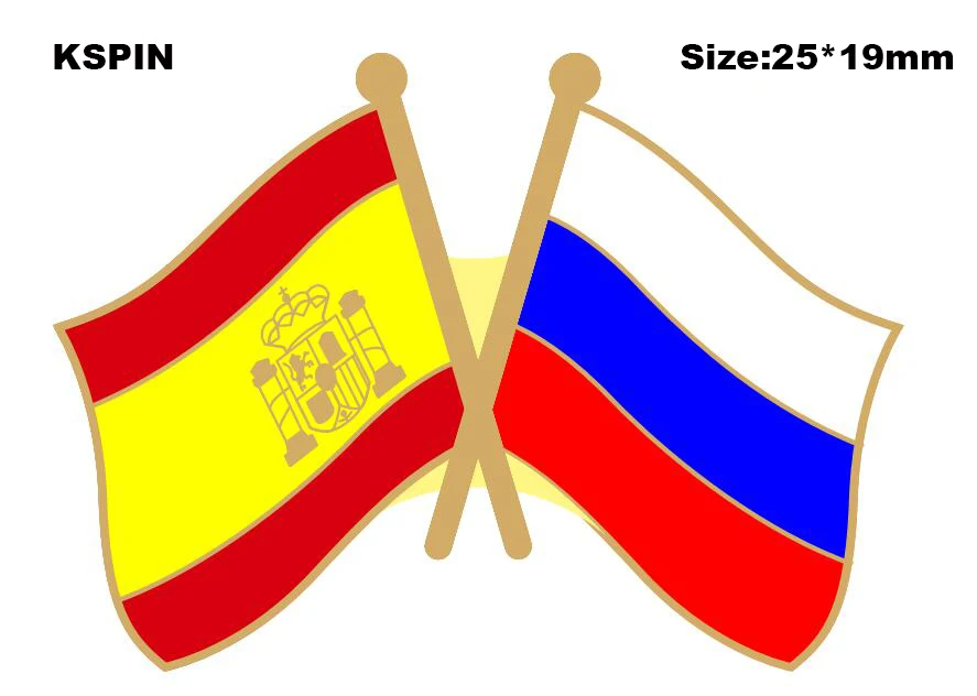 

Spain & Russia Friendship Flag Lapel Pin Friendship Flag Badge Flag pin