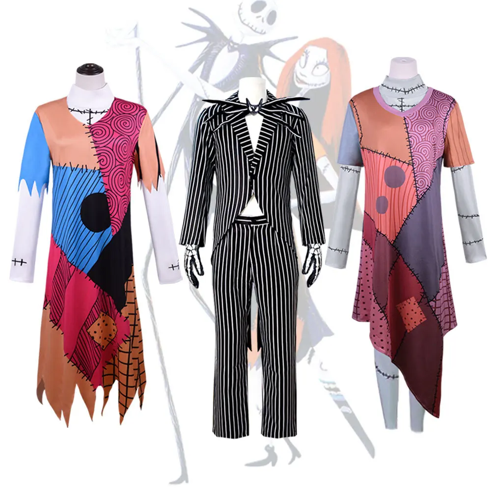 

Костюм Джека Скеллингтона для косплея «Кошмар перед Рождеством», карнавальный костюм Салли Джек Скеллингтона на Хэллоуин