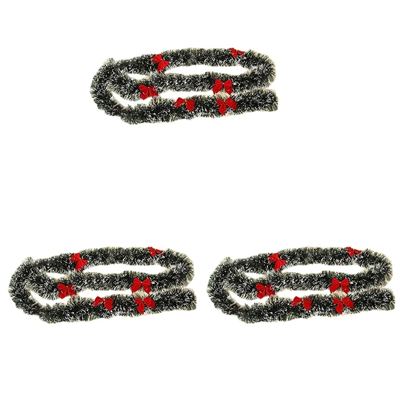 

New-3X 2M Christmas Eve Decoration Bar Tops Ribbon Garland Christmas Tree Kitchen Ornaments Party Decoration Prop-Red