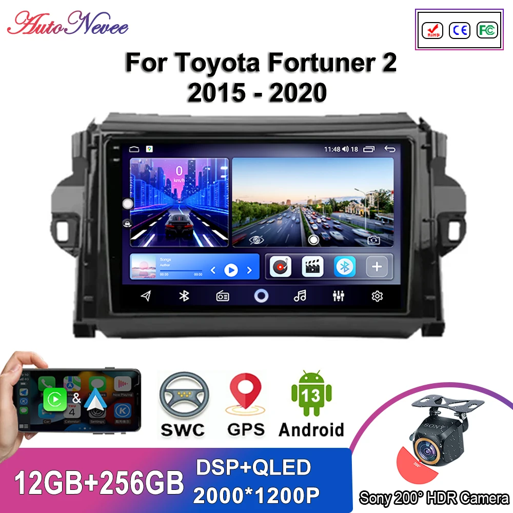 Мультимедиа Android 14 для Toyota Fortuner 2 2015 2016 2017 201 Автомобильный плеер GPS-навигация