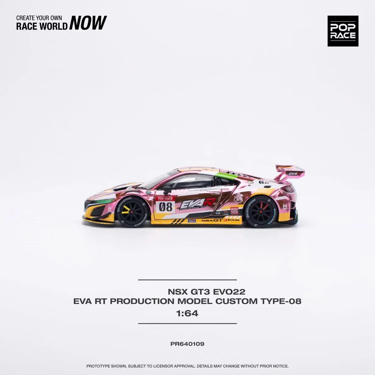 Фонарь 1:64 POP Race NSX GT EVO R EVA PinkYellow коллекционные модели автомобилей из сплава