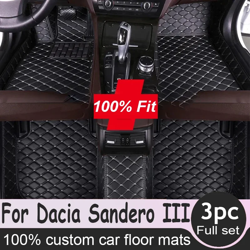 Фото Автомобильные коврики для Dacia Sandero III DJF 2020 2021 2022, пылезащитные автомобильные коврики, напольные коврики Para Carro, автомобильные аксессуары, комплект интерьера №1