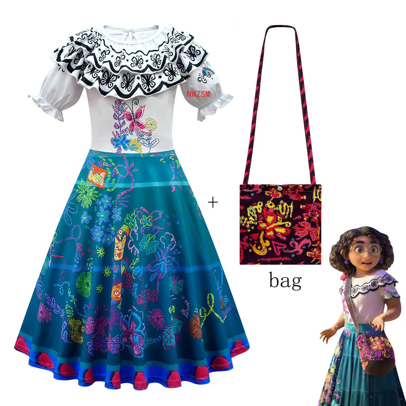 

Baby Girls Encanto Dress Kids Mirabel Cosplay Costumes Fashion Summer Clothes Children Princess Dresses Birthday Party Clothing