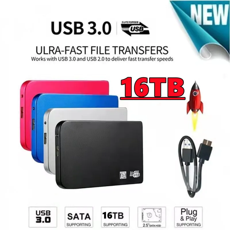 

Новый внешний SSD-накопитель 16 ТБ, внешний твердотельный накопитель 1 ТБ, 500 Гб, USB 3,1, внешний SSD, Typc-C портативный жесткий диск, ssd